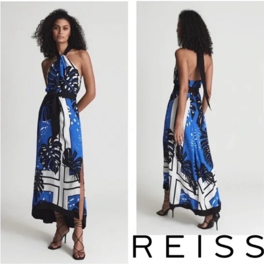 Reiss Blue and Black Maxi Dress